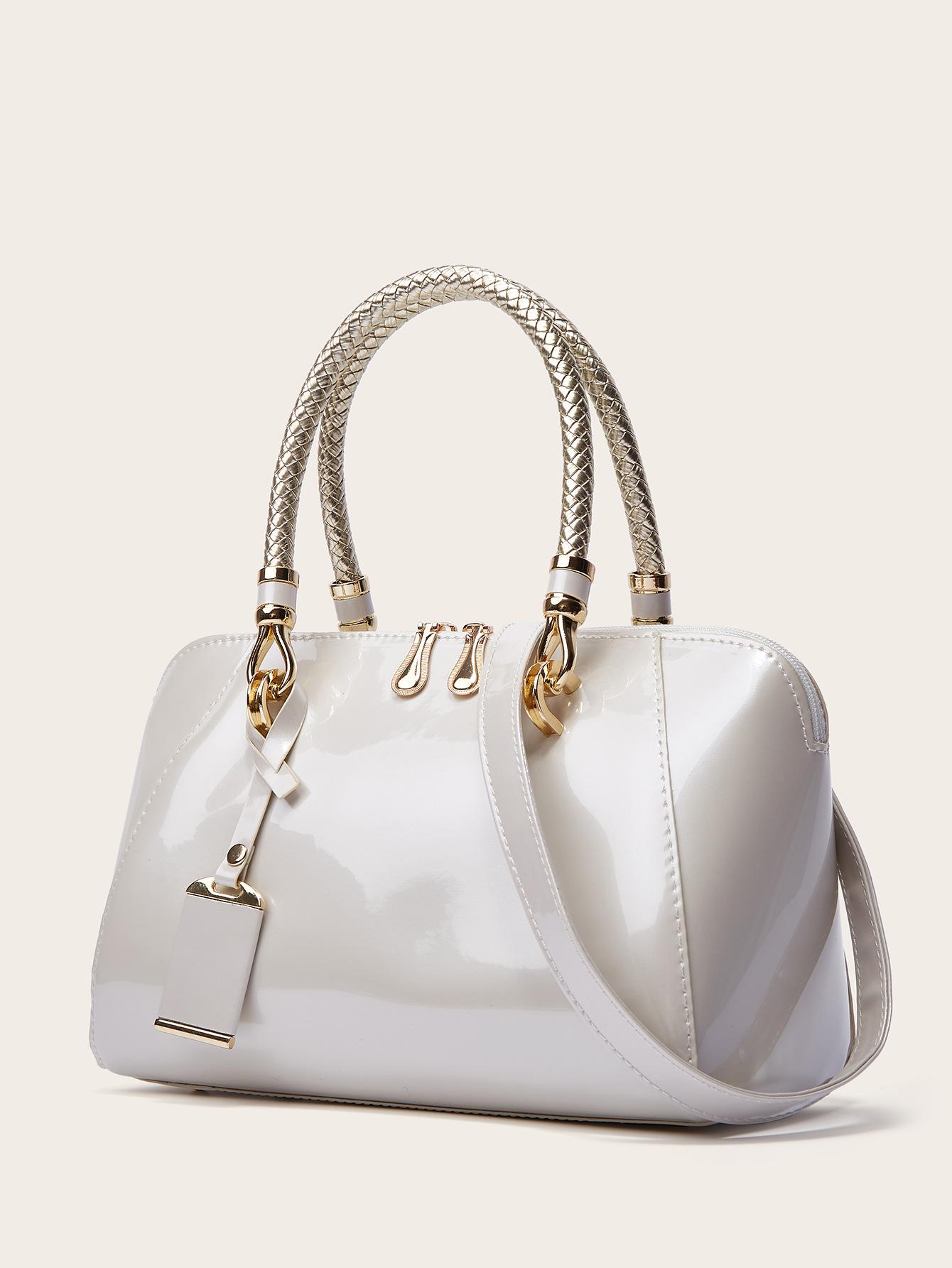 

Trendy patent leather women s bags, glossy handbags, fashionable and high-end large-capacity shoulder messenger bags слонова кістка
