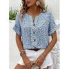 Women's Summer Jacquard V-Neck Short-Sleeve Casual Oversized T-Shirt