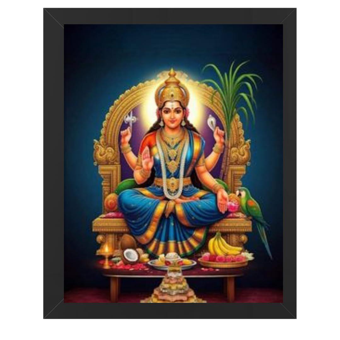 

Индуистский религиозный дизайн Шивы и Маа Аннапурны Деви, настенная картина в раме для украшения дома 10 x 12 inch