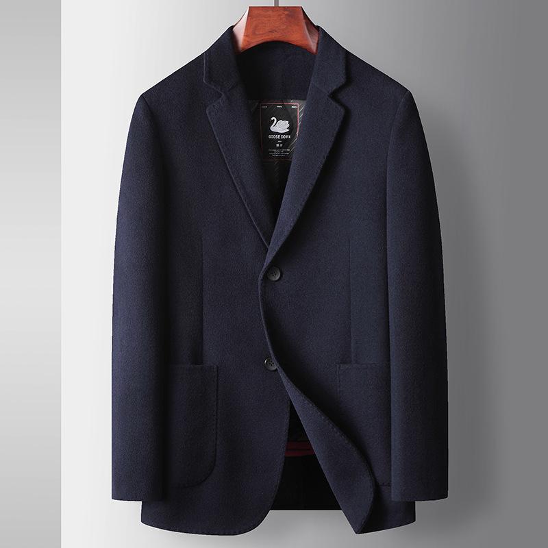 Men's Woolen Suit Autumn and Winter Wool Business Single West Unloading White Goose Down Liner Double-sided Woolen Thermal Jacket
