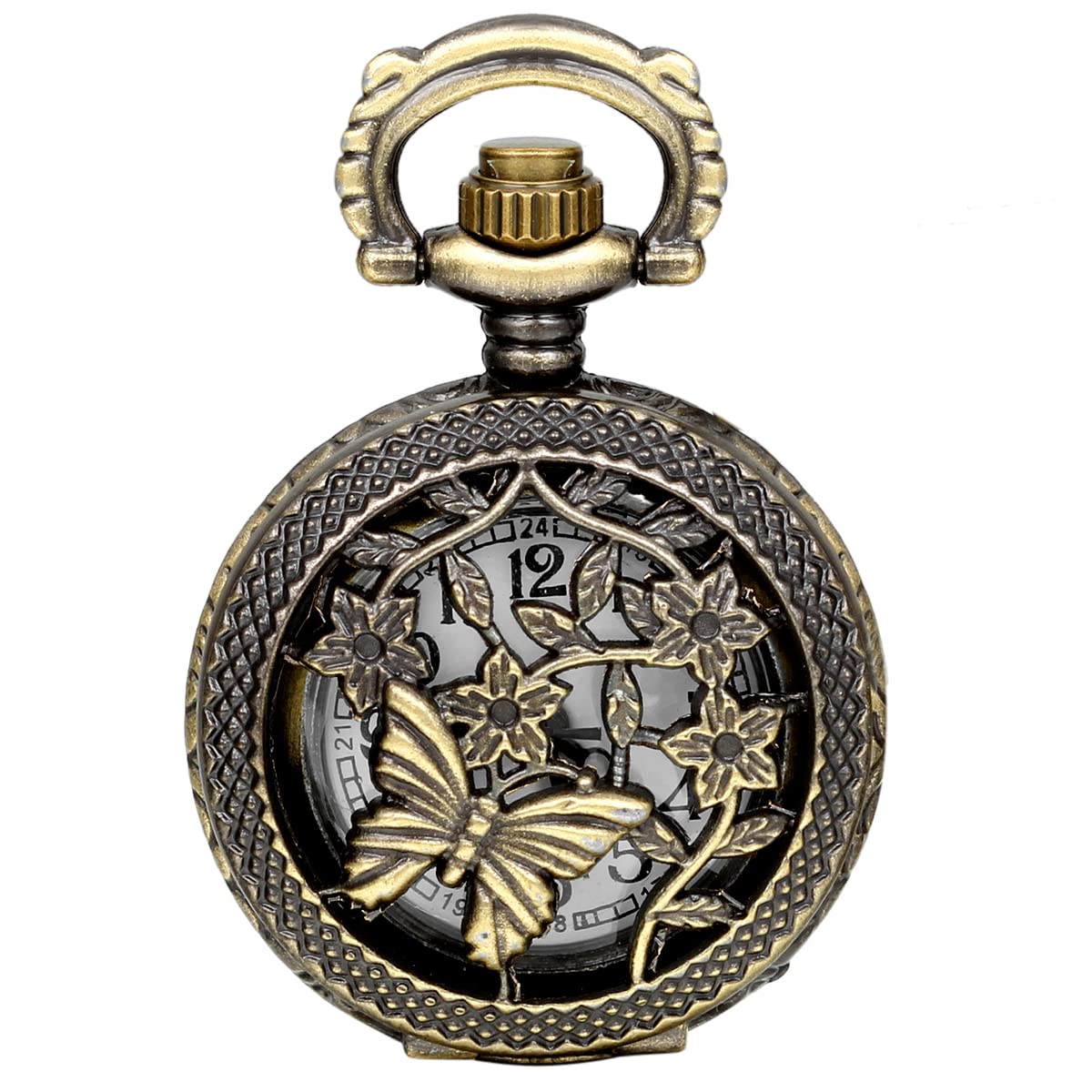 

Карманные часы JewelryWe, ажурные ветряные лозы, бабочка, скелет, старинные часы-ожерелье, карманные часы, подарок на день рождения (Серебряный) Отцовский