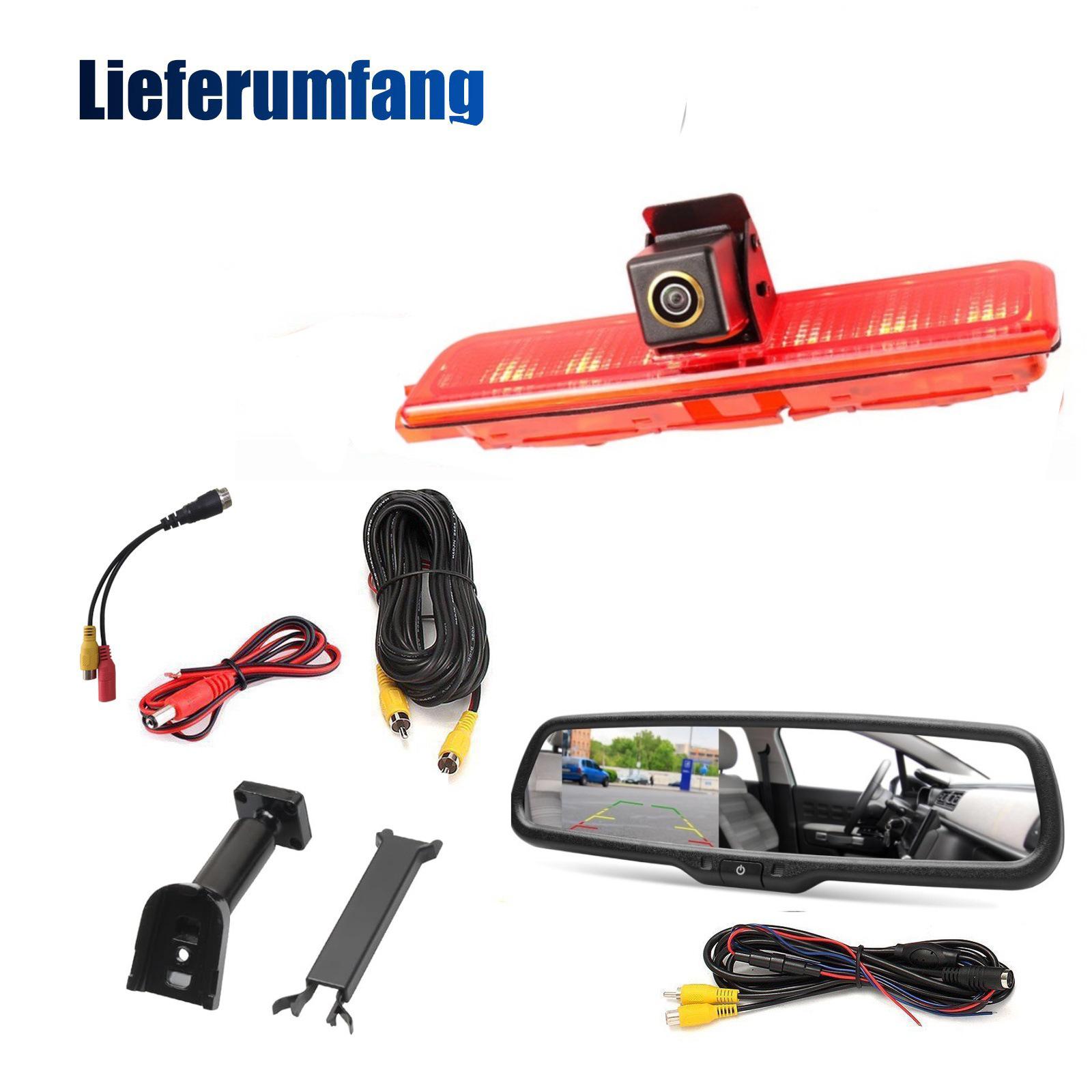Volkswagen Caddy 2003-2015 Brake Light Rearview Mirror Display with 4.3-inch Reverse Camera