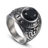 2026 European and American Soldiers Double Eagle Army Ring, Personalized Retro Men's Titanium Steel Black Zircon Ring