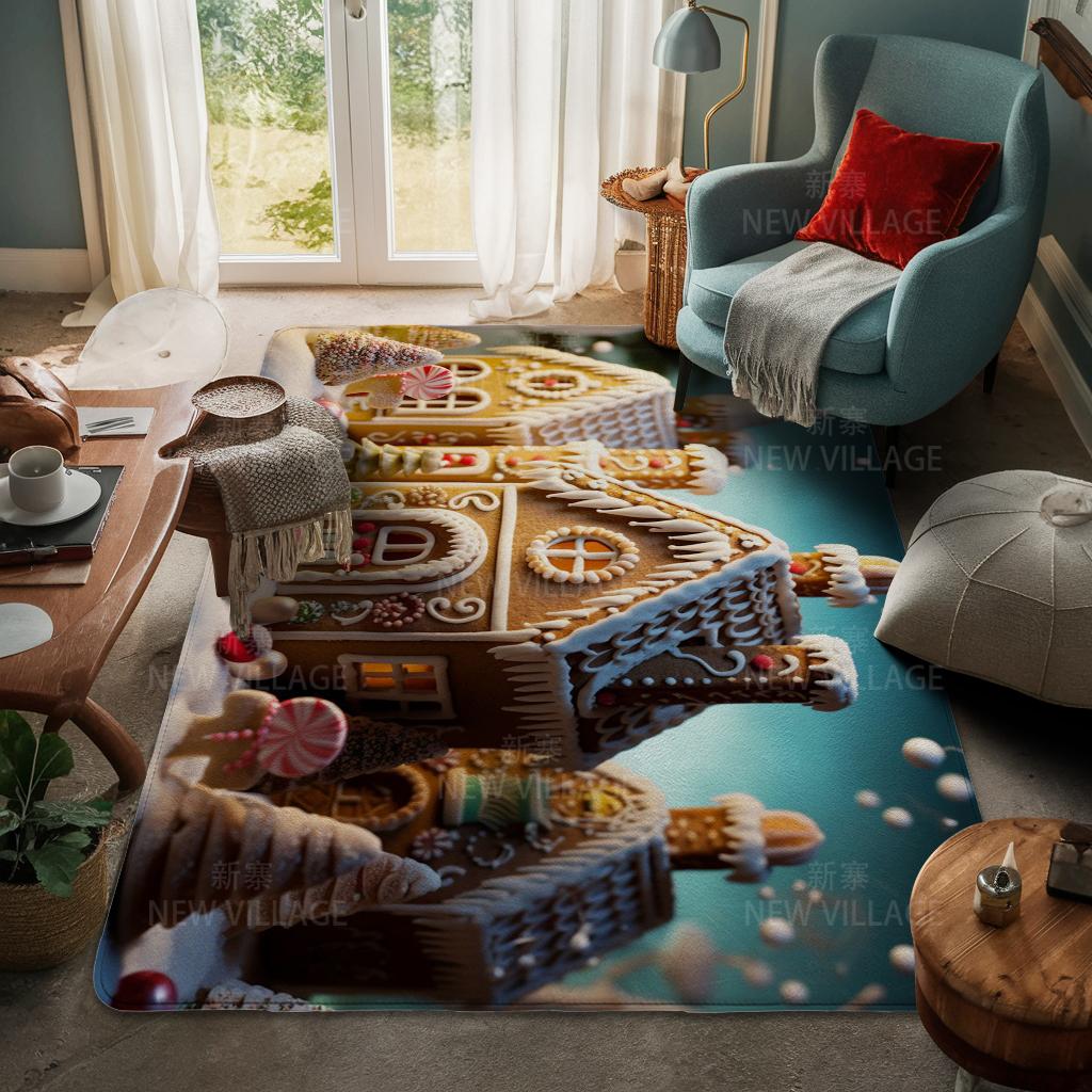 House Entrance Carpet Home Door Mat Living Room Bath Foot Bathroom Non-slip Water Absorption Rugs Bath Merry Christmas Winter