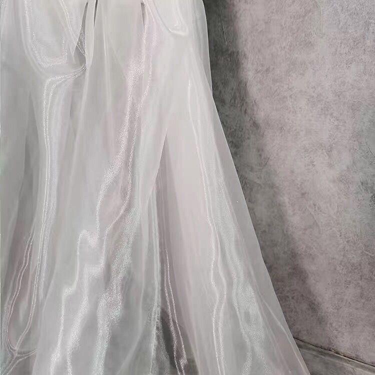 Perlmuttglänzender und transparenter Kristallgaze-Stoff, geeignet für Brautkleider, Abendkleider und Designer-Kleidungsstoffe
