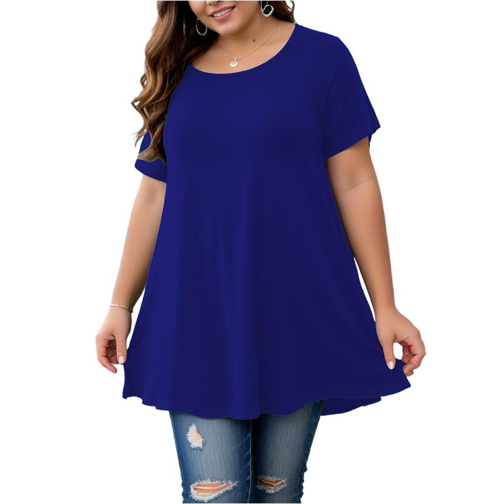 Women's Plus-Size Fashionable Casual Loose-Fit Short-Sleeve Top