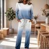 Set Pigiama da Donna a Manica Lunga con Scollo Rotondo, Coulisse e Gamba Larga per Casa e Sonno Casual