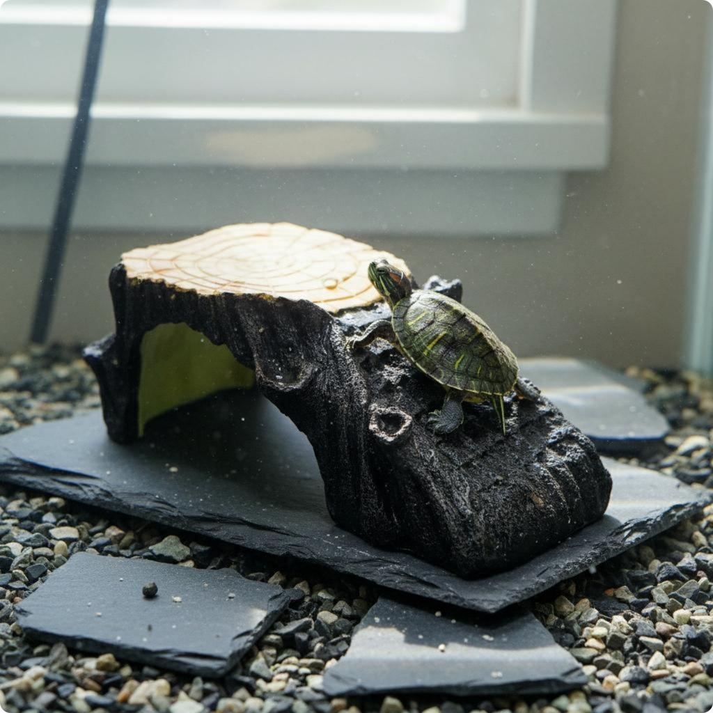 Turtle Basking Platform Resin Craft Turtle Sunning Dock Rock Hideout Cave Multi-Level Design Pet Habitat Decor