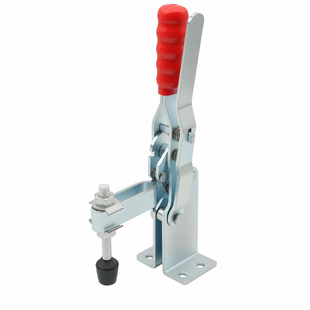Vertical Toggle Clamp with Rubber Pressure Tip Adjustable