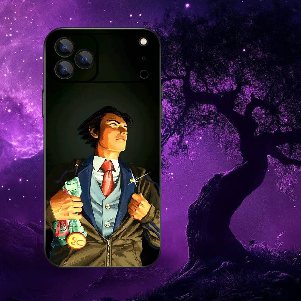 Game Ace A- Attorney Phone Case For iPhone 17,16,15,14,13,12,Pro,Max,Plus,E,SE4,Air,Mini Black Soft Box