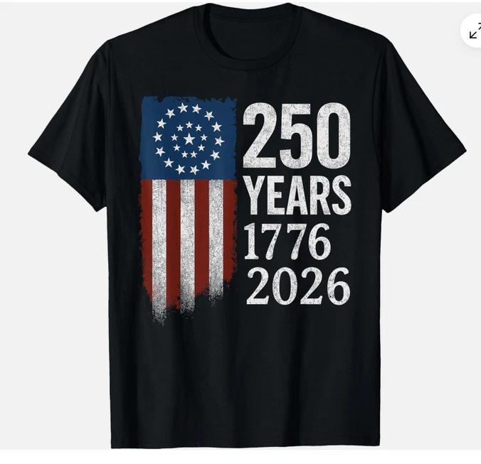 250 Years Anniversary 1776 2026 American Flag Patriotic Tshirt S