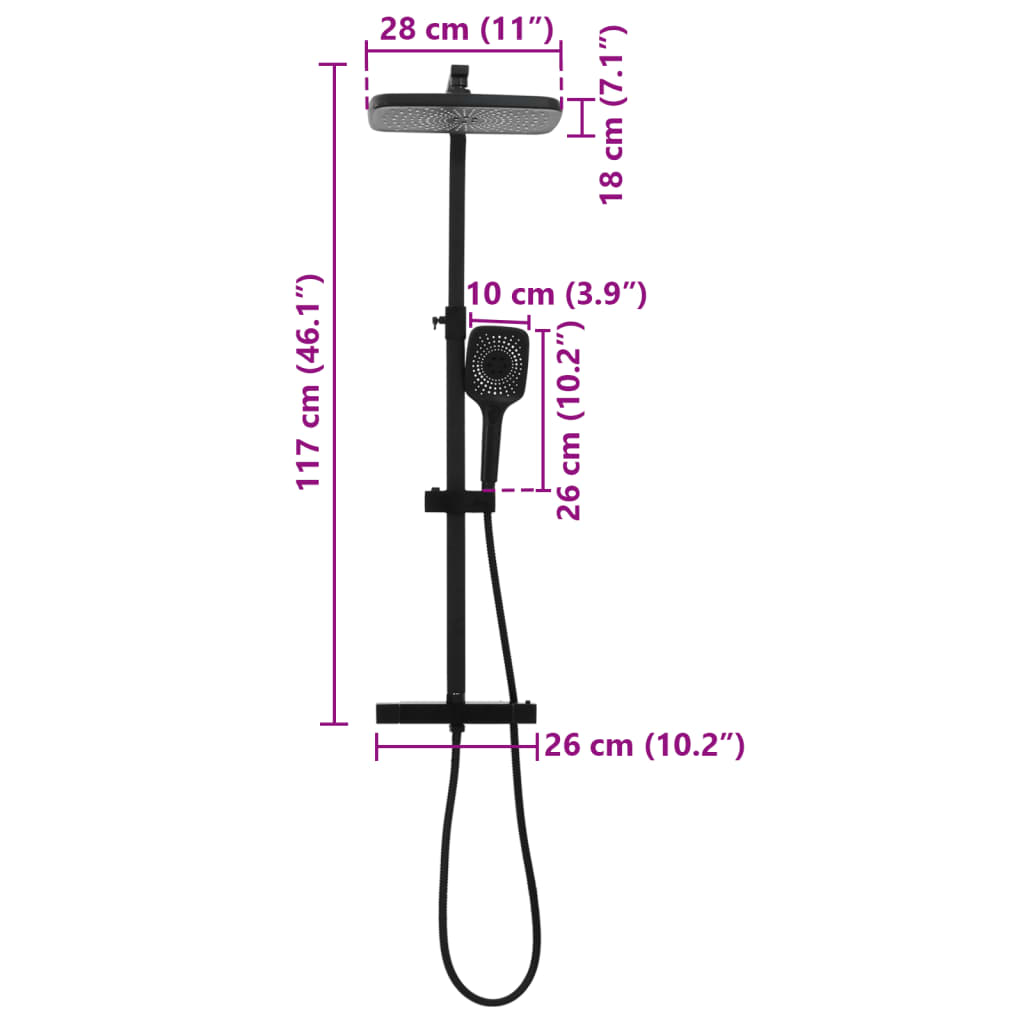 Double Head Shower Set with Mixer Tap Hose Black Brass