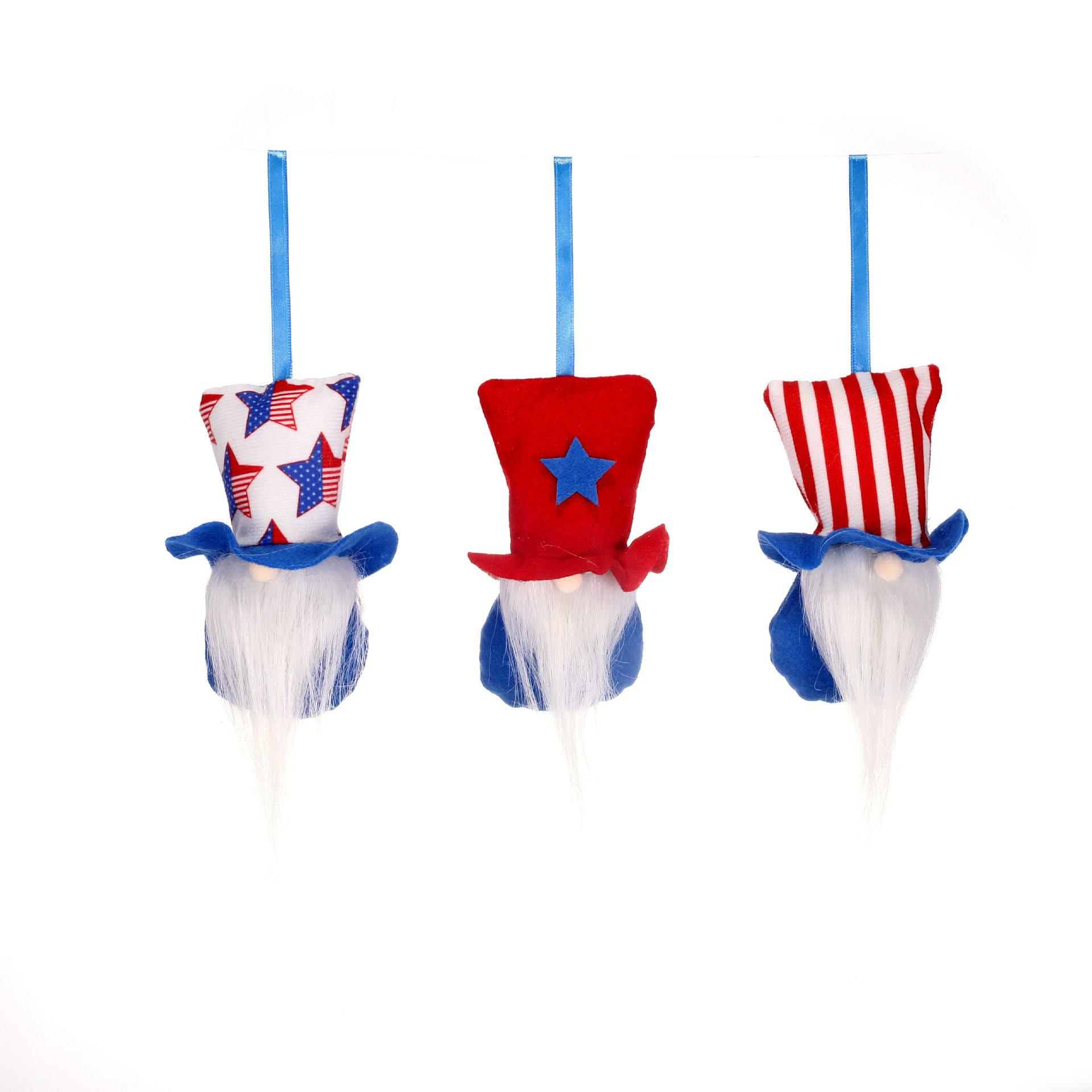 2024 US Independence Day Star Striped Faceless Doll with Tall Hat Pendant