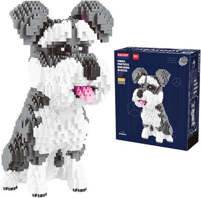 SeaRain Building Blocks - Dog, Animal Mini Blocks, Kids DIY Gift, Assembly, Present (Schnauzer)