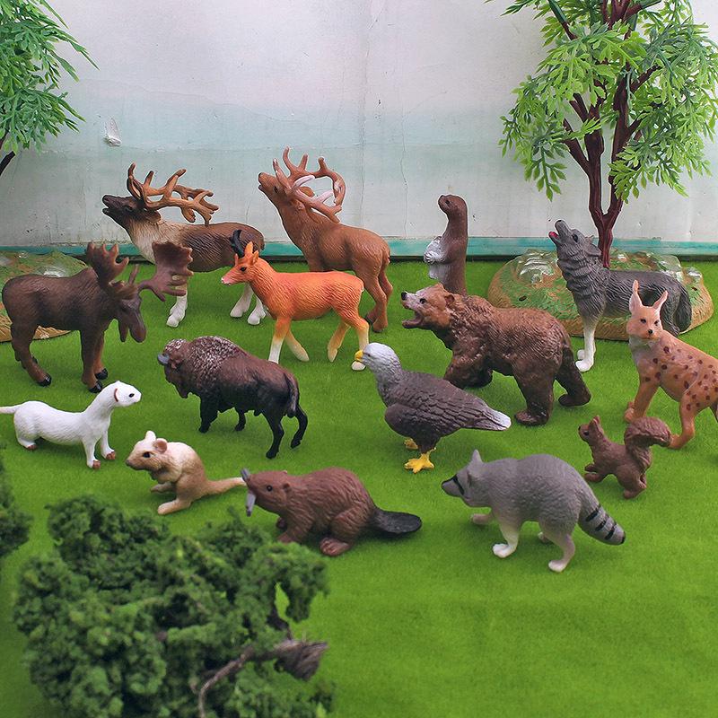 Wildtier-Modellset für Kinder: Rentier, Polarfuchs, Braunbär, Luchs, Biber, Weißkopfseeadler, Malaiischer Tapir