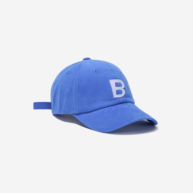 Trendy baseball cap women's spring and autumn navy blue B hat green big head circumference showing face small blue cap man