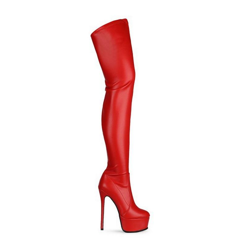 Fashion FHC 2024 New Women Thigh High Boots, Over The Knee Platform Botas,Winter Shoes,Round Toe,Slip On,Black,Red,Rosy,Apricot,Dropship