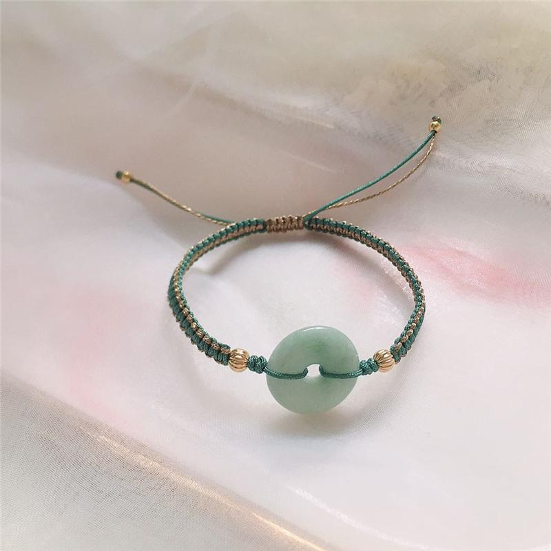 Natural Jadeite Peace Buckle Bracelet for Women, Burmese Jadeite Jewelry, Handmade, Value-Preserving, Green