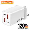 Carregador de Parede GaN USB Total 120W 4 Portas Tipo C Carregamento Rápido Adaptador de Parede 2PD 2USB Quick Charge 3.0 Carregadores de Viagem Adaptador de Carregamento