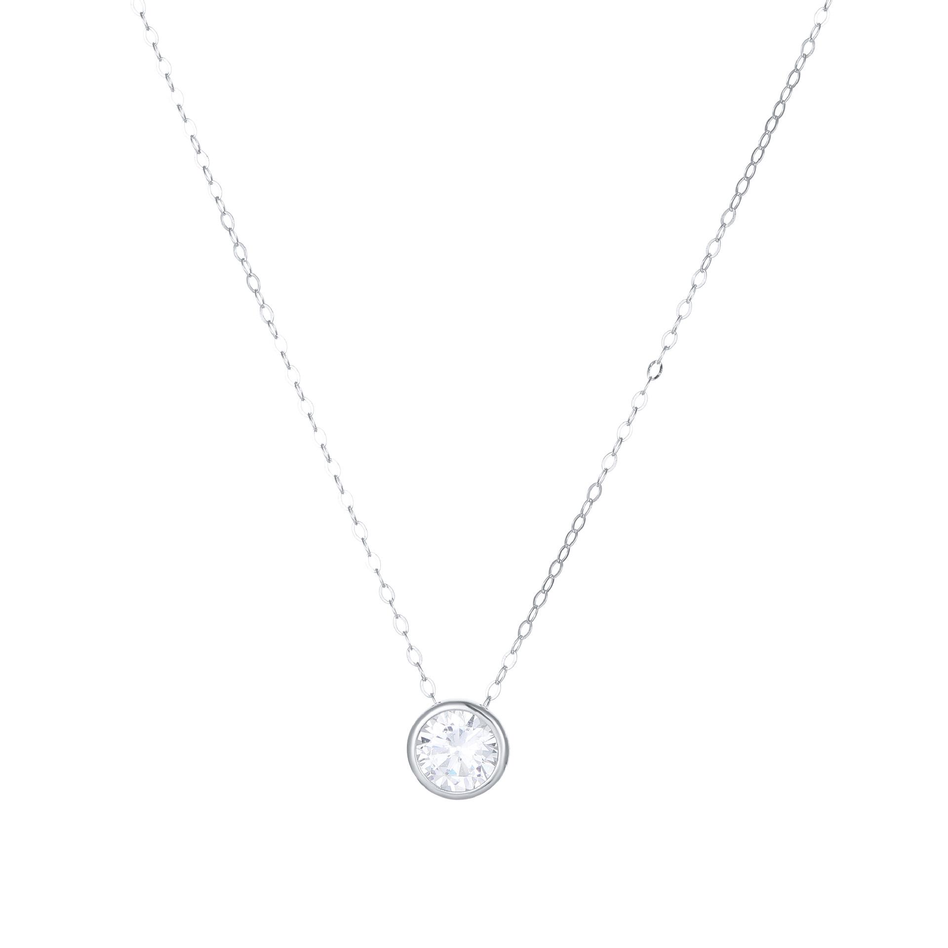 18K Gold-Plated S925 Sterling Silver Minimalist Bubble Necklace with Single Zircon Pendant 925 Silver