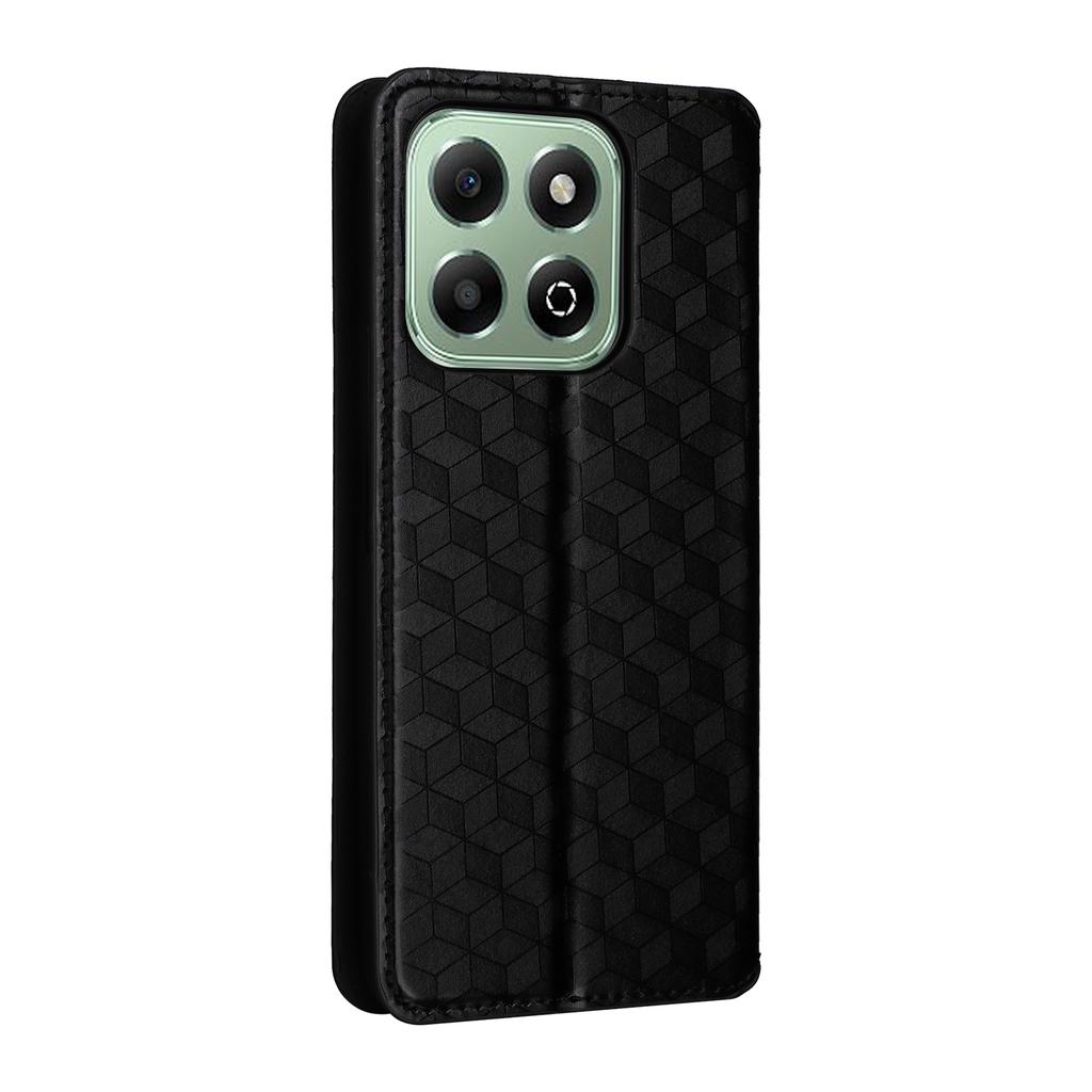 For Honor X6b 4G Anti-Scratch PU Leather Case Rhombus Imprinted Wallet Stand Phone Cover
