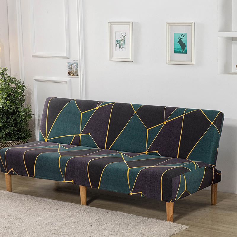 Armless Futon Cover Stretch Sofa Bed Cover Protector High Spandex Elastic Futon Slipcover With Elastic Bottom Machine Washable