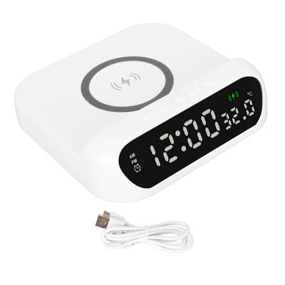 Wireless Charger Alarm Clock Multifunctional Temperature Display LED 10W Gradual Increase In Alarm