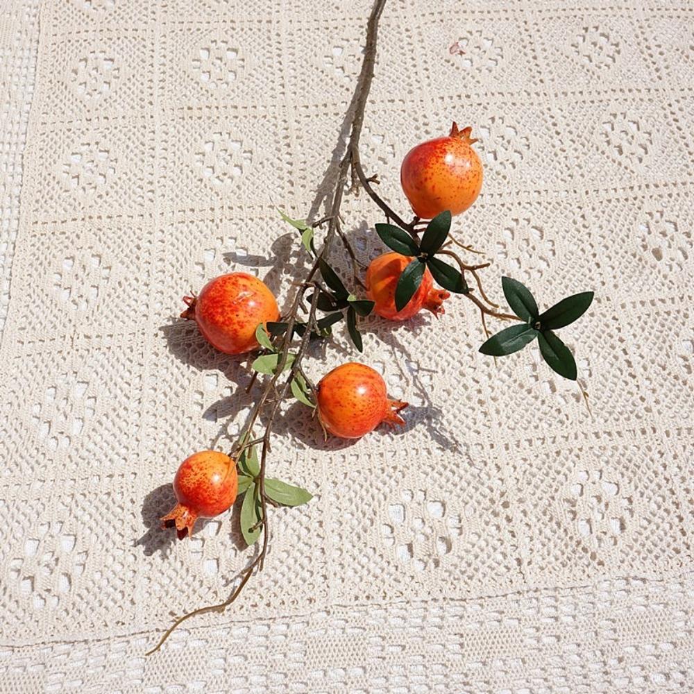 Realistic Artificial Pomegranate Branches 5-Fruit Fake Plants  Wedding Party Decor