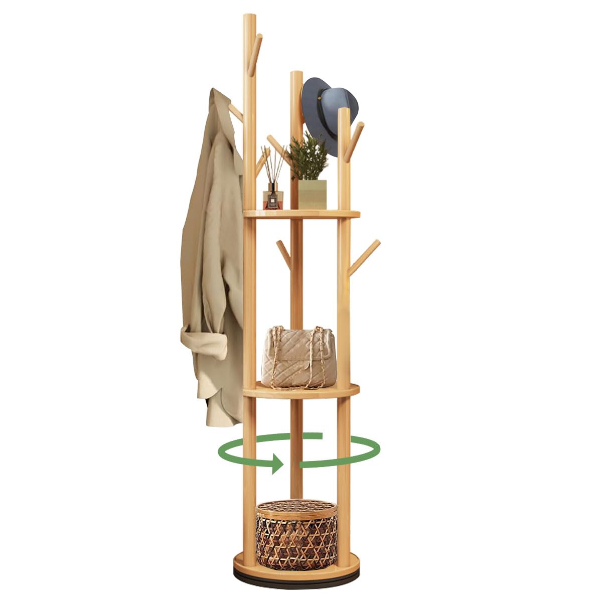 

деревянная вешалка для одежды с вращающейся штангой 40см 165см и вешалка для одежды Slim, стильная, компактная вешалка, диаметр, высота, подставка.