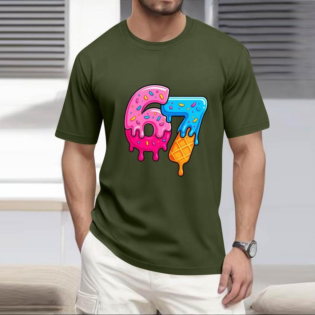 Men's  Popular T-shirt Printed Round Neck Short Sleeve T-shirt