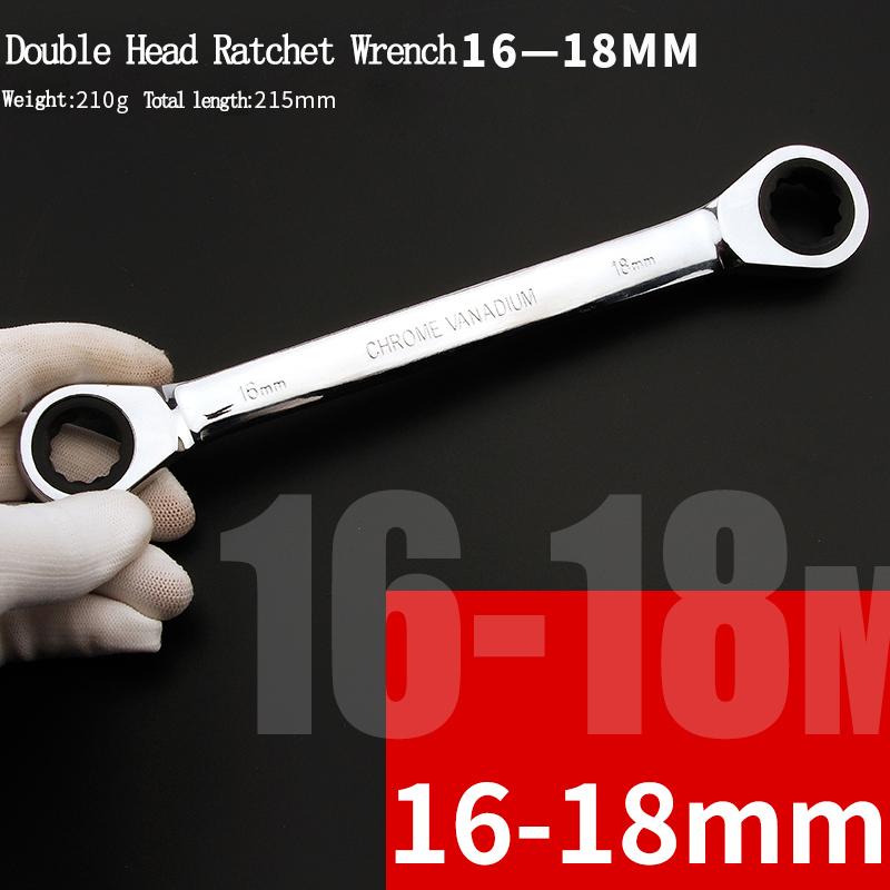 Chrome Vanadium Ring Double Head Ratchet Wrench Reversible 8-9-10-12-13-14-15-16-17-18-19mm Ratchet Combination Spanner Set