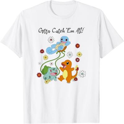 Pokémon Gruppenaufnahme Starter Gotta Catch' Em All Florales T-Shirt