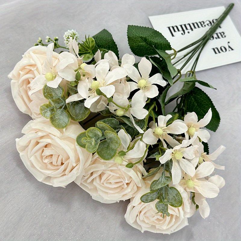 1Pc Artificial Flower 7-Pronged Lily Curling Rose Combination Flower Arrangement