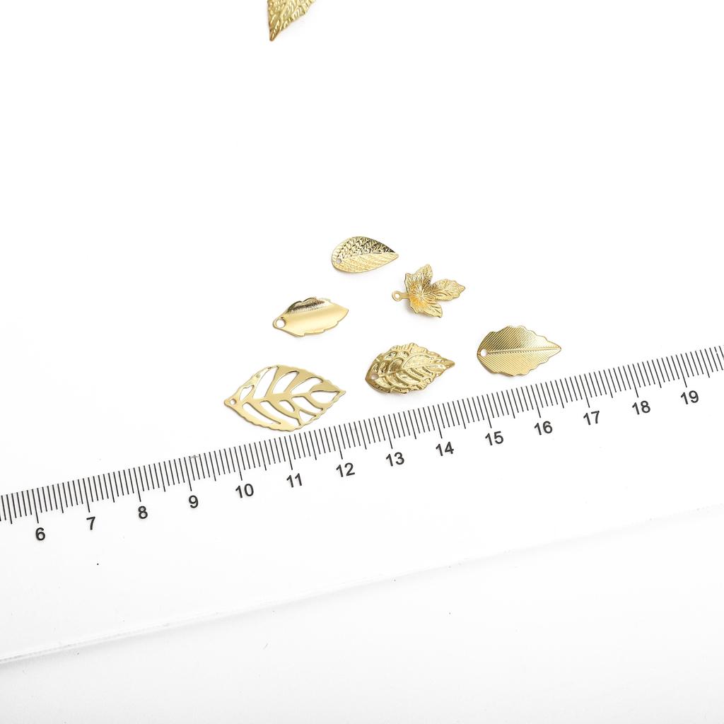 Patterned Copper Leaf Pendant Curved Design Charm for DIY Jewelry Craft