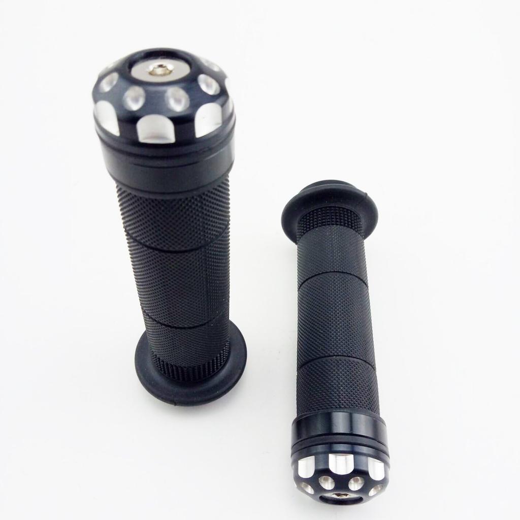 Universal Aluminum CNC Motorcycle 7/8" 22mm Handlebar Grips Rubber Gel Hand Grips with Bar End