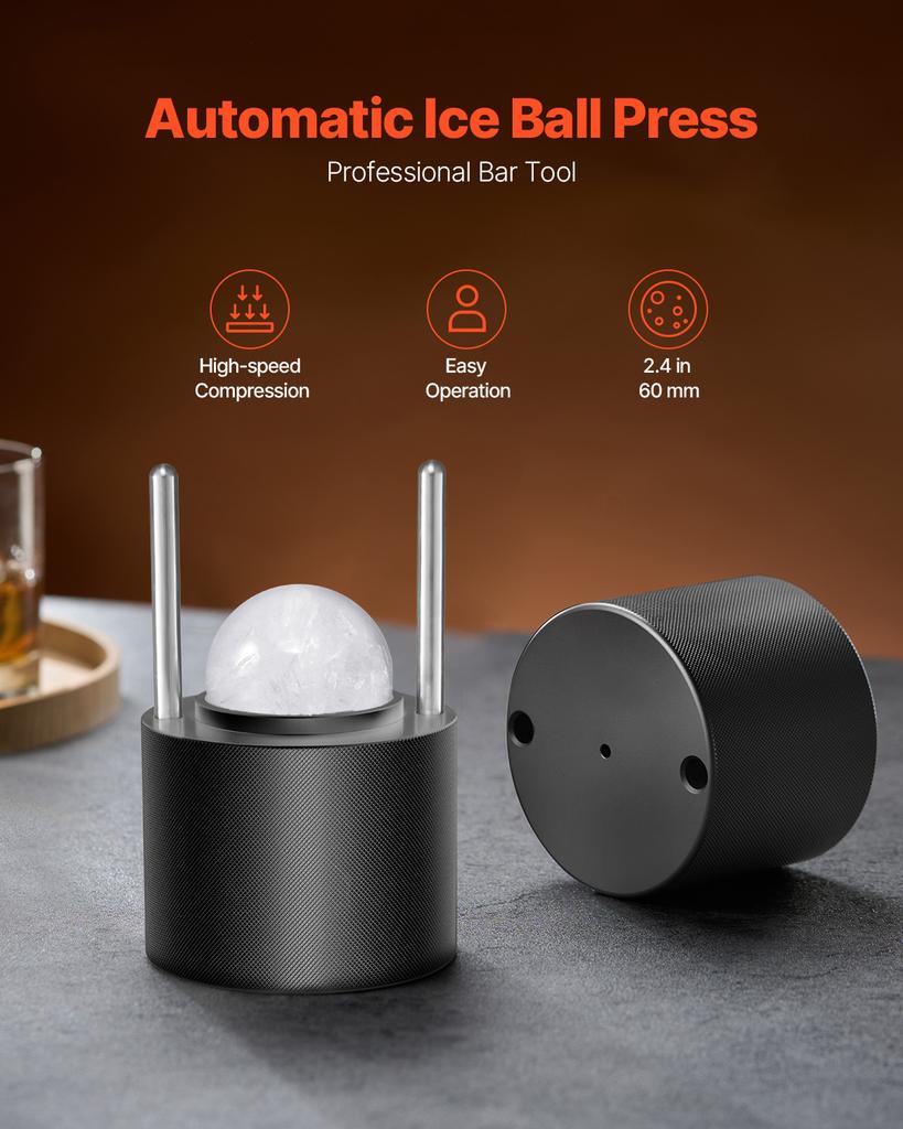 SucceBuy Ice Ball Press Kit Aviation Aluminum Ice Press with Ice Block Mold Tray Round Ice Ball Maker for Whiskey Cocktail