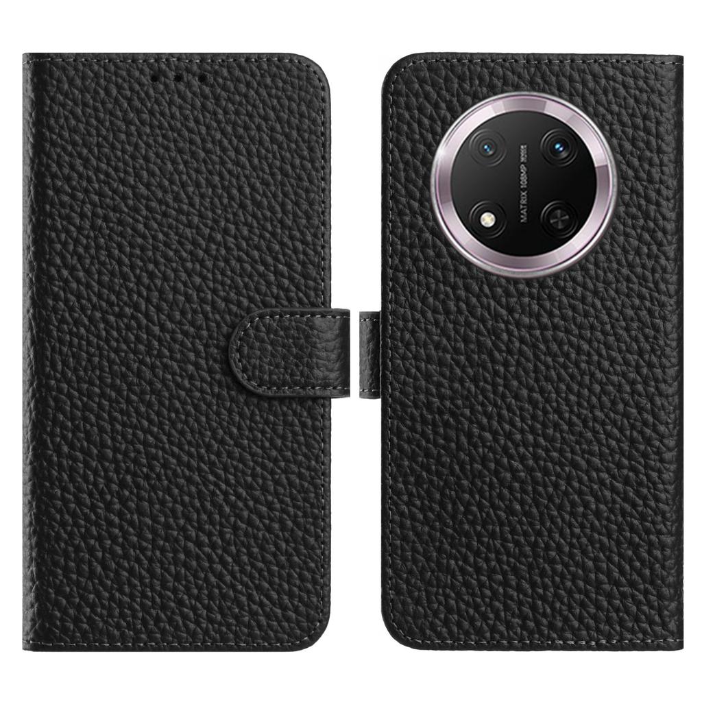 For Honor Magic7 Lite 5G/X9c 5G/X60 Pro 5G Case Wallet Stand Litchi Texture Genuine Cow Leather Flip Phone Cover
