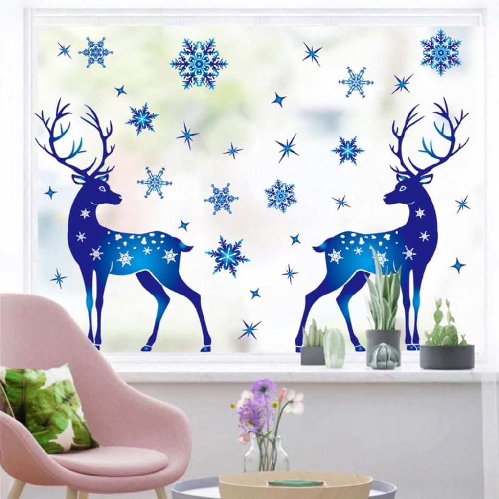 Christmas Snowflake Stickers Festival Xmas Holiday Home Dining Bar Farmhouse Living Room Bedroom Decoration Art