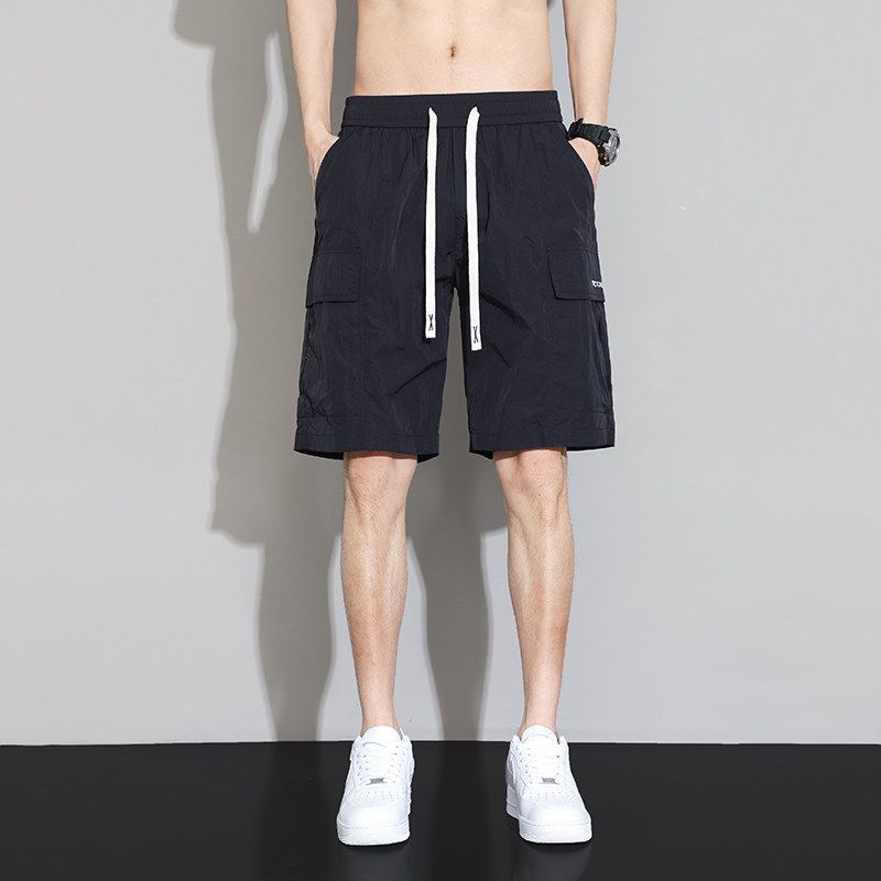 Men's American-Style Shorts, Summer Thin Style, 2025 New Model, Workwear Five-Point Pants, Drawstring Ice Silk Quick-Dry Pants