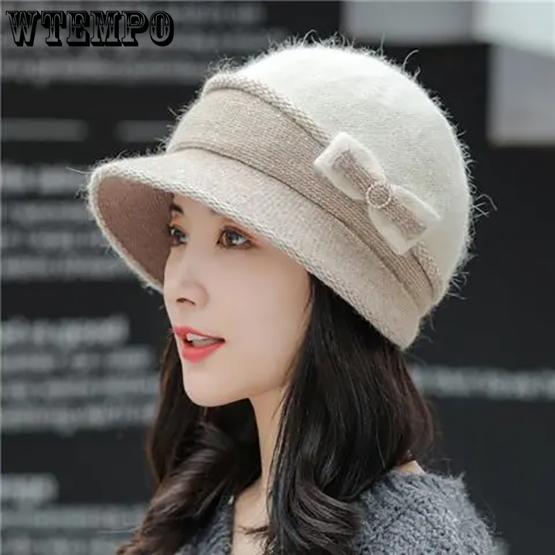 WTEMPO Winter Hats for Women Lined with Fleece Warm Knitted Woolen Autumn Winter Thickened Hats Cold-proof Elderly Mothers