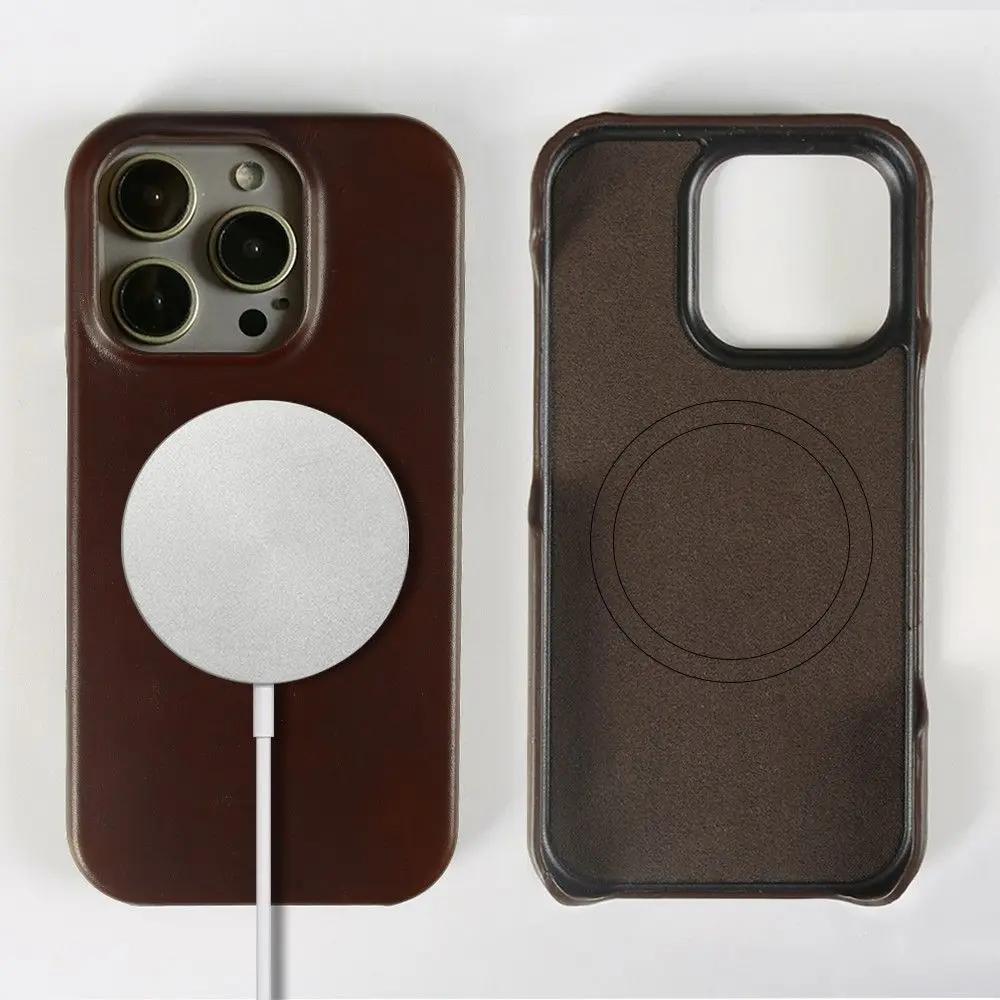 Business Genuine Leather Phone Case For Iphone 16 Pro Max 15Pro Aesthetic Vintage Back Cover For Iphone 13Pro 12Pro 11 14Pro 12