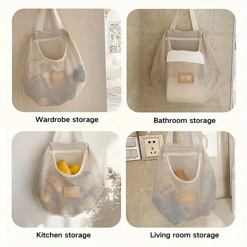 Kitchen Hanging Mesh Bag Multi-Purpose Household Fruit Vegetable Storage Net Bag for Ginger Garlic Potatoes Onion Mesh Bag