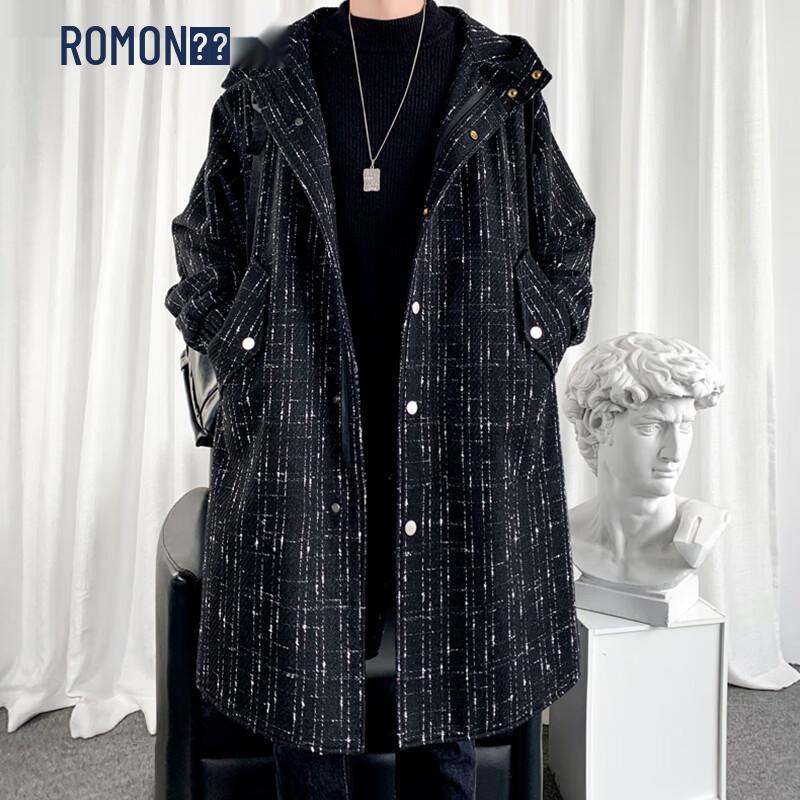 

ROMON Men s Business Casual Mid-Length Trench Coat 2XL