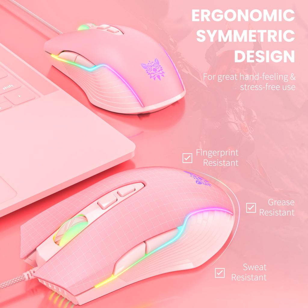 Souris de jeu filaire USB ONIKUMA CW905 avec éclairage LED RGB Souris e-sport Souris optique DPI réglable 6400DPI pour ordinateur portable de bureau