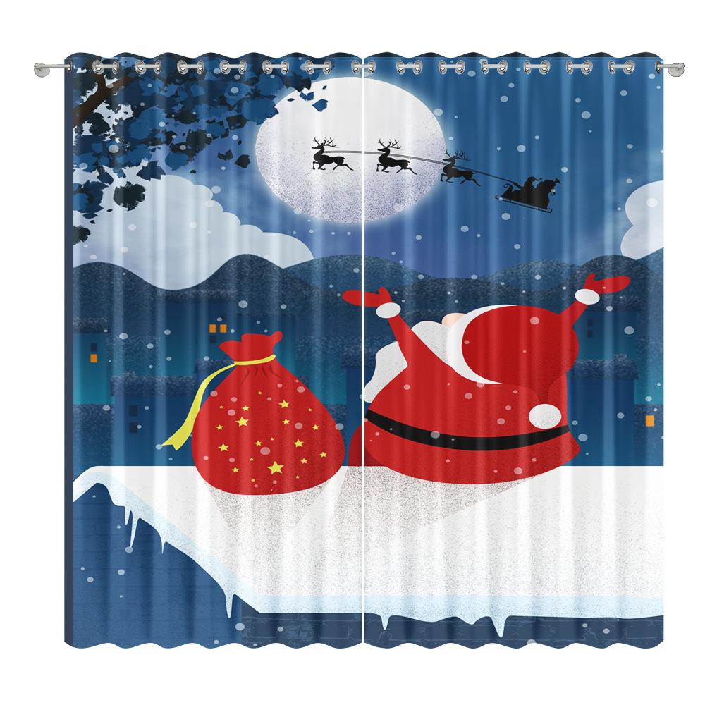 Christmas Curtains Bedroom Living Room Balcony Blackout Curtains Office Hotel Insulation Curtains W1.2m * H2.7m (2 pieces/set)