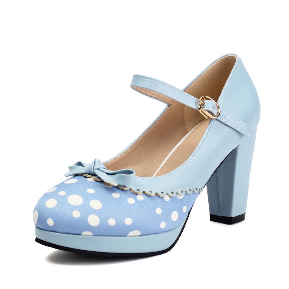 Fashion Lolita Shoes Women Oxford Pumps Cute Platform High Heels Retro Vintage Shoes for Women Mary Janes Round Toe Ankle Strap Shoes