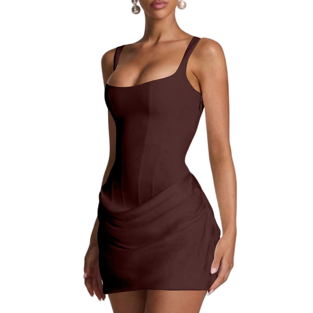 Ladies' Casual Slim Fit Fishbone Desire Suspender, Hip Hugging Dress, Short Skirt