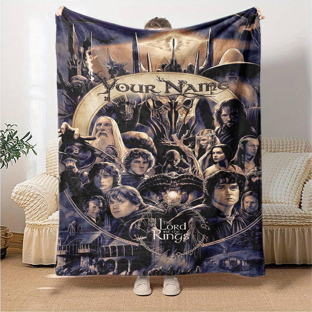 Lord Rings Personalized Name Blanket Gift Customizable Blanket Comfortable Throw For Nap Chair Sofa Bedding All-Season Use