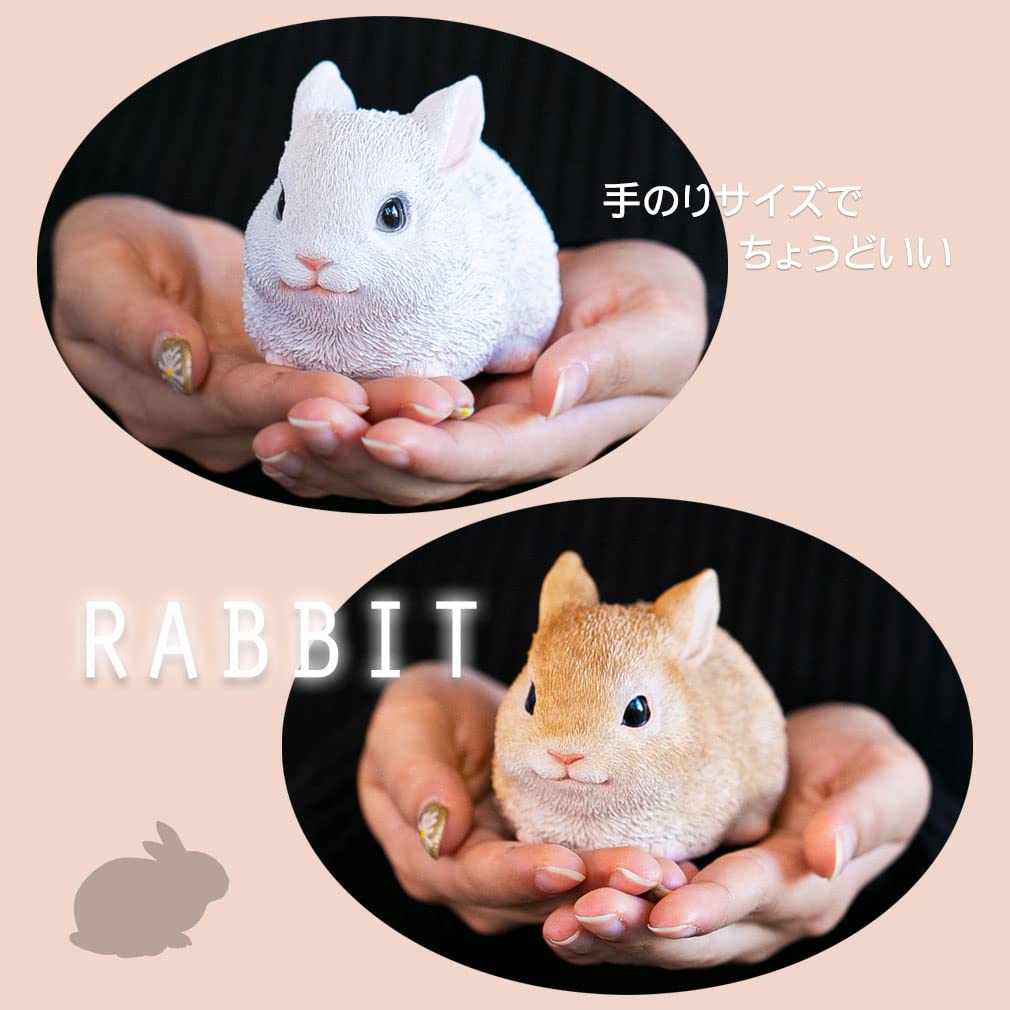 Figurka králíků z pryskyřice, zvěrokruh xx, novoroční dekorace, dárkový předmět, králík, bílý [Elegantní dárek] 5,8 10,6 V 6,6 cm [Originální produkt] (Hnědá &