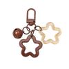 6.5cm Alloy Colored Hollow Out Dual Five Pointed Star Bell Keychain
